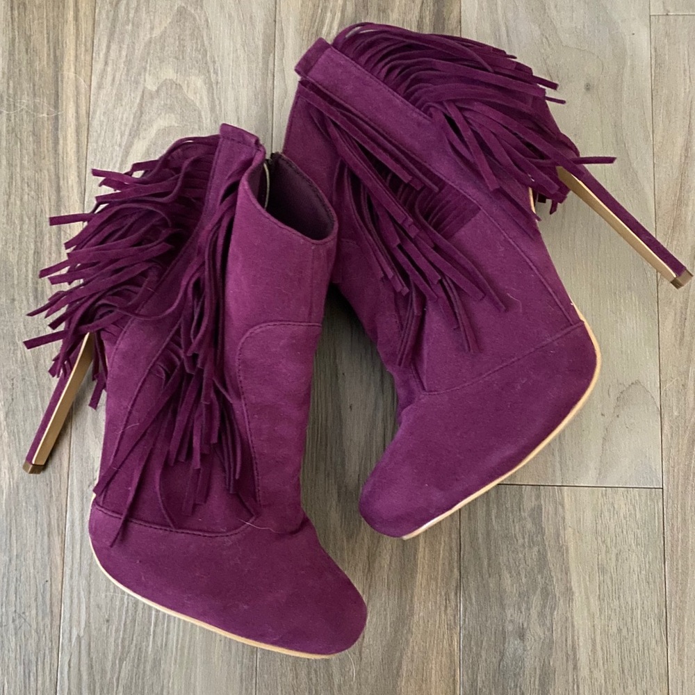 NEW Tavi8 By Liliana Suede Fringe Ankle Booties